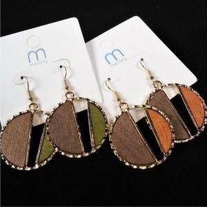 melody 1.5” 2-Toned Wooden Look Earrings-BRAND NEW!!